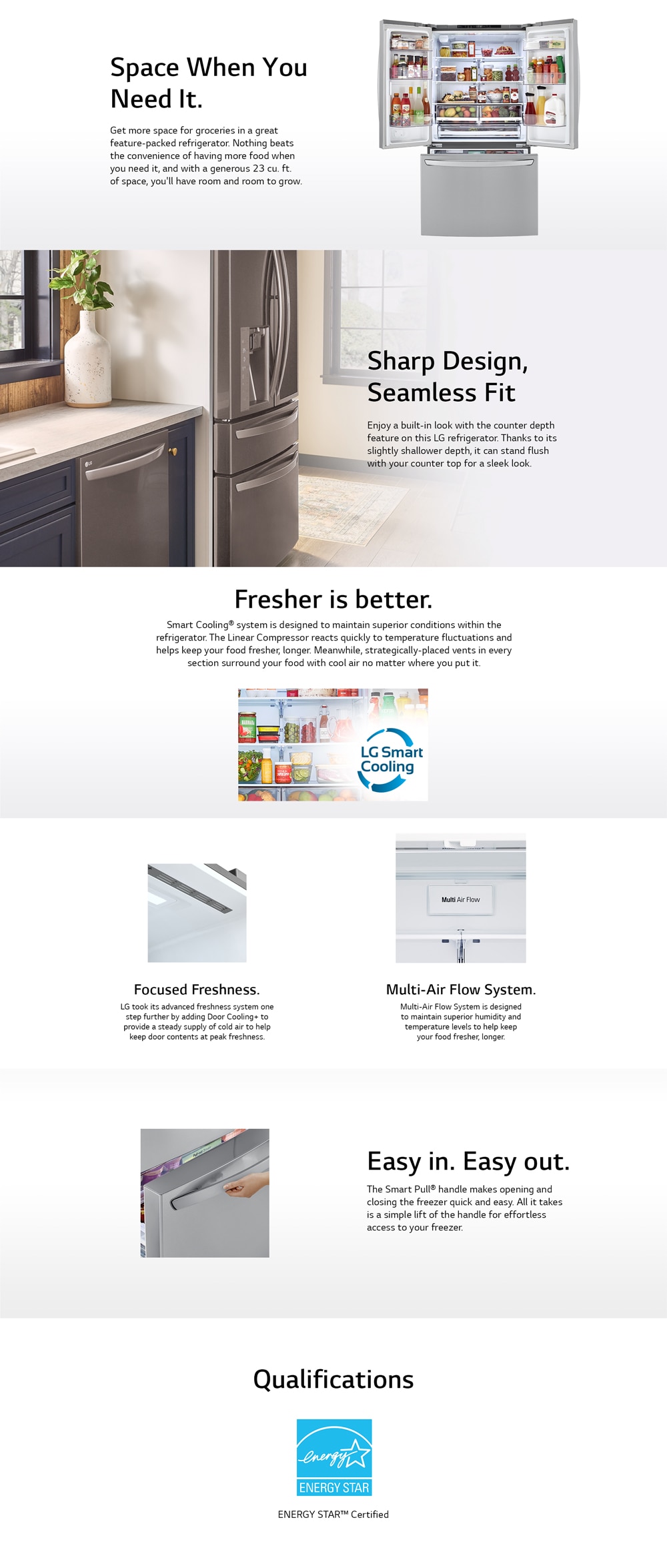LG Electronics 23 cu. ft. Counter Depth 3Door French Door Refrigerator